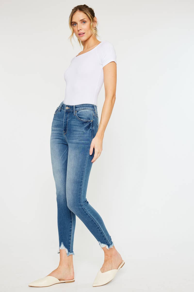 HIGH RISE FARY HEM ANKLE SKINNY