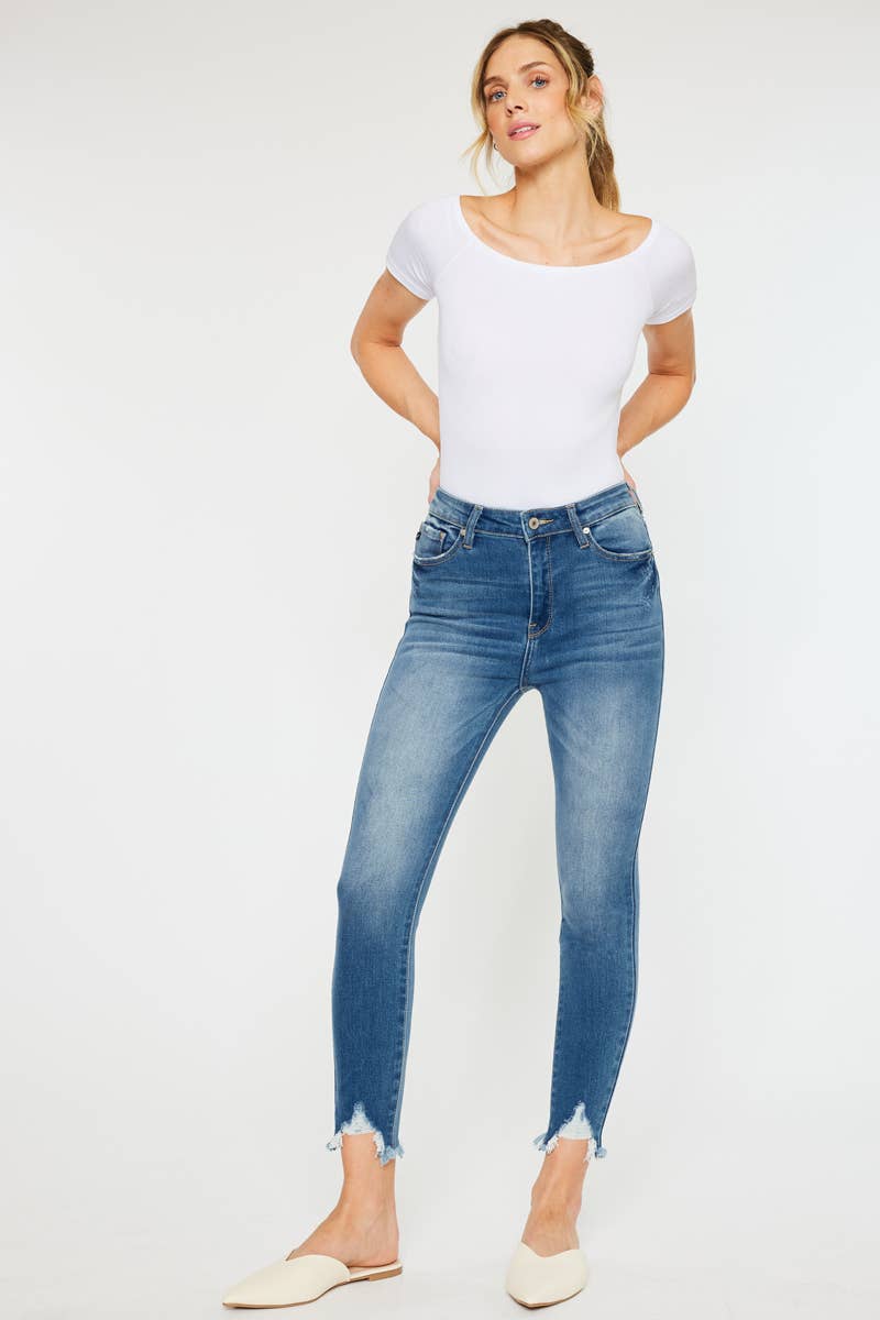 HIGH RISE FARY HEM ANKLE SKINNY