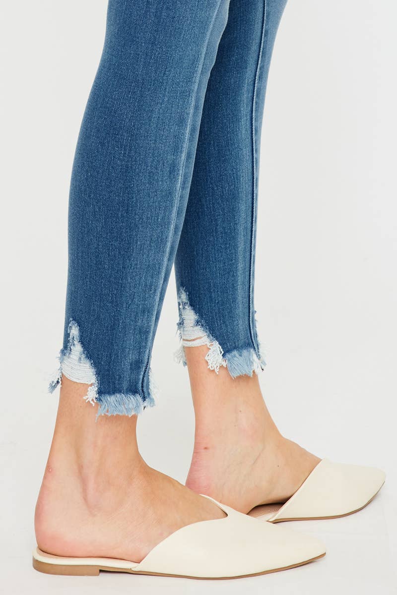 HIGH RISE FARY HEM ANKLE SKINNY