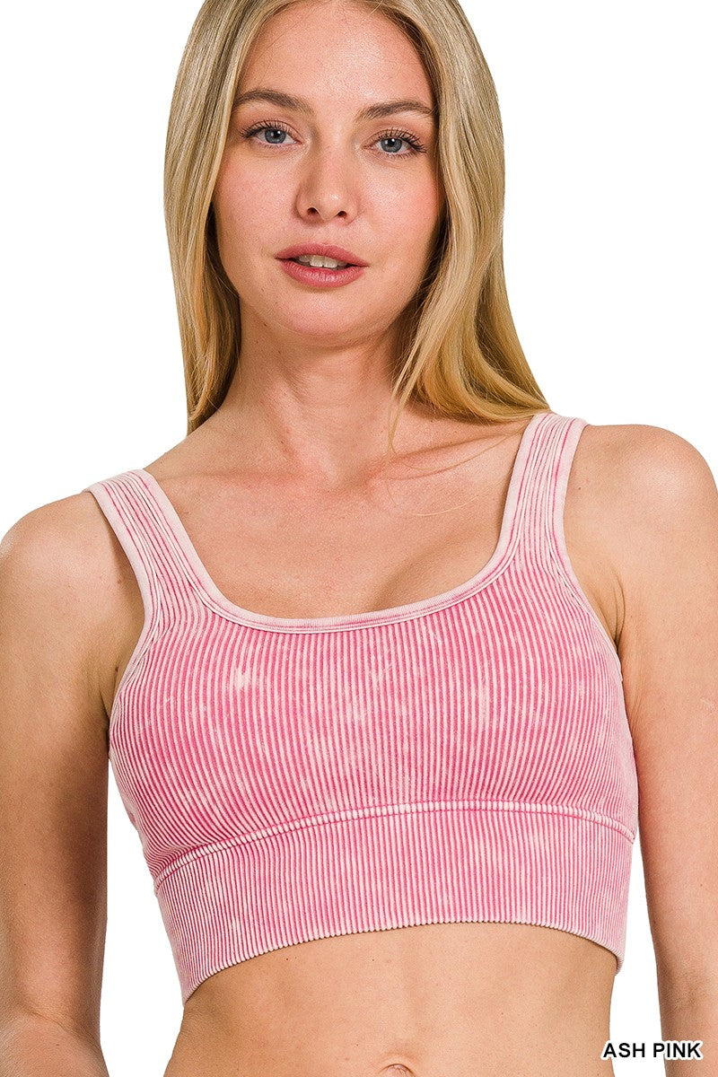 Seamless Ribbed Square Neck Cropped Tank Top