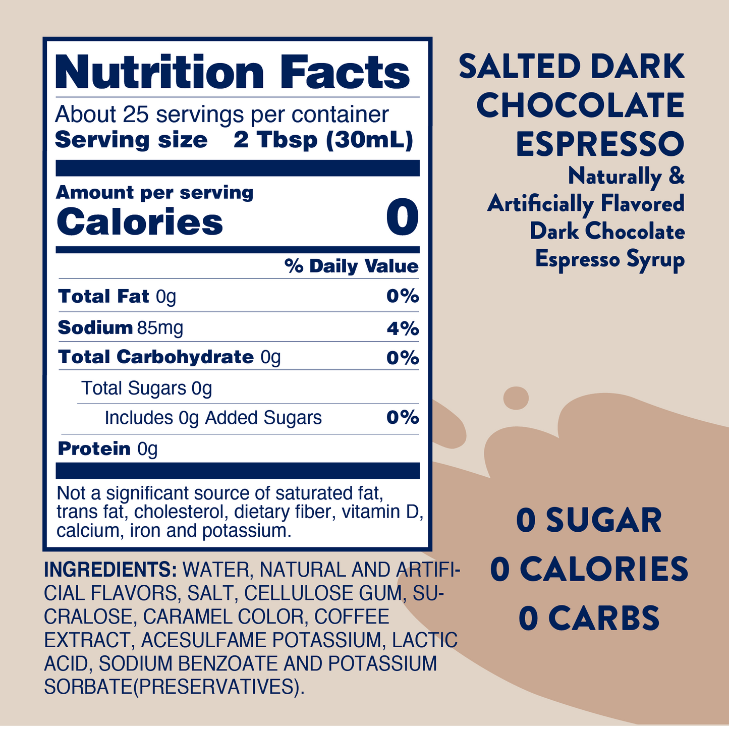 Sugar Free Salted Dark Chocolate Espresso Syrup