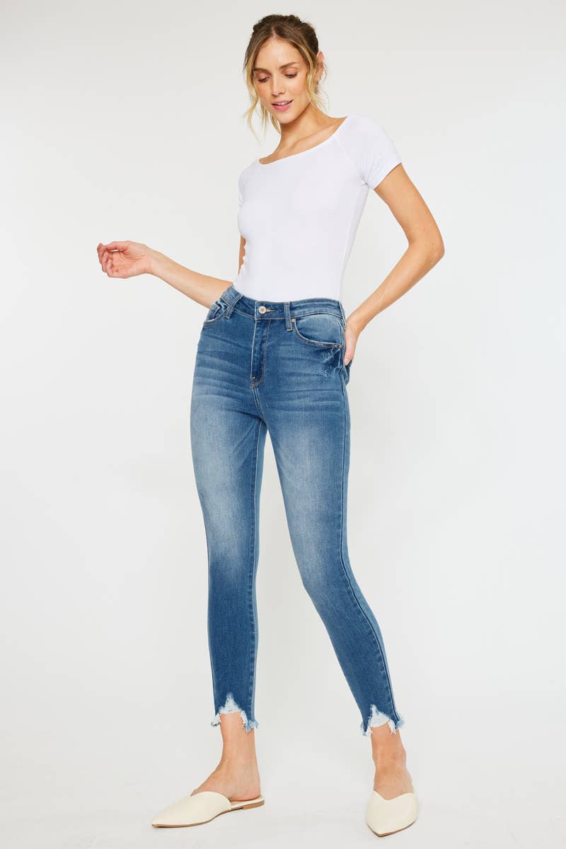 HIGH RISE FARY HEM ANKLE SKINNY