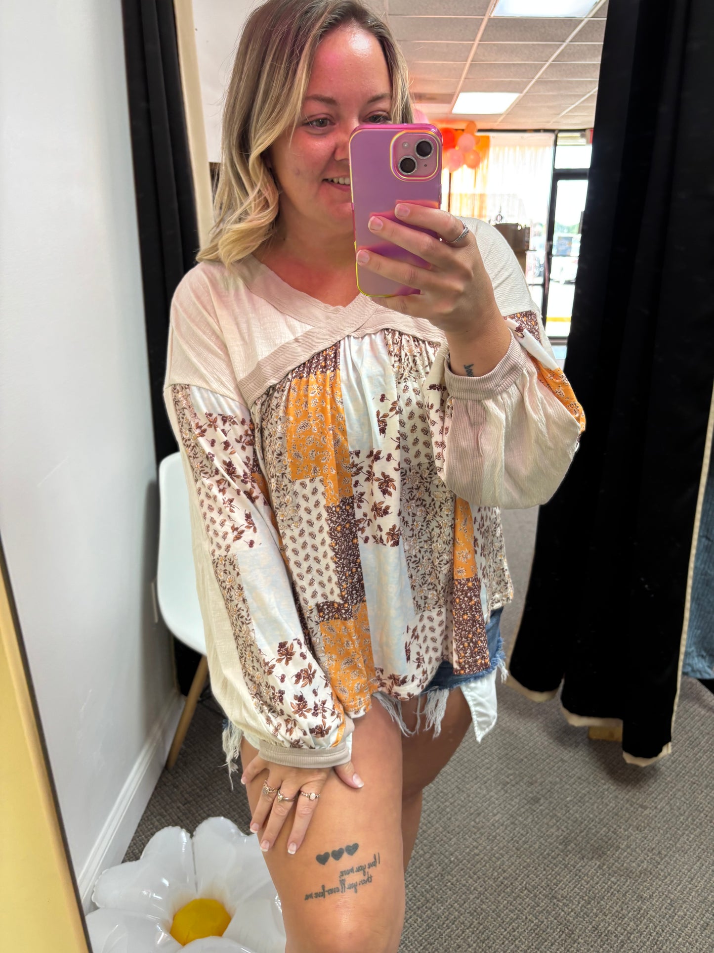Vintage Floral Patchwork Top