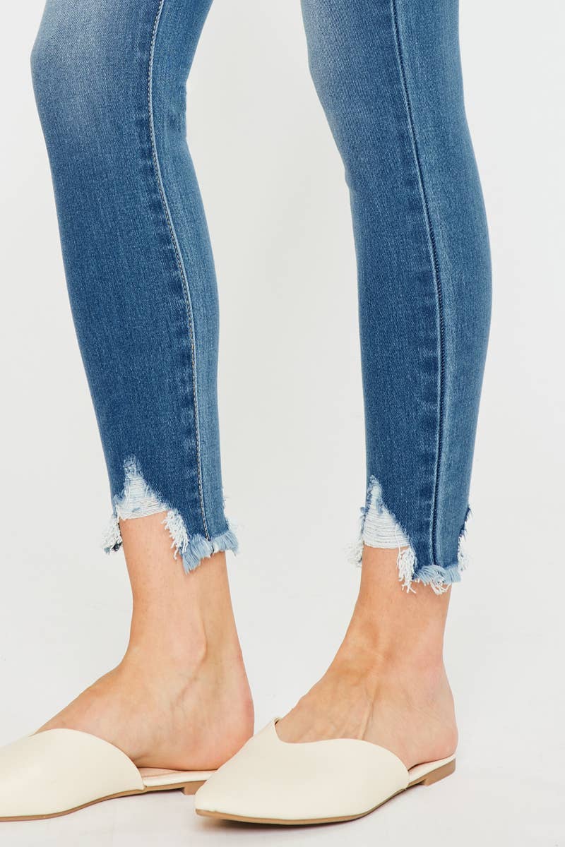 HIGH RISE FARY HEM ANKLE SKINNY