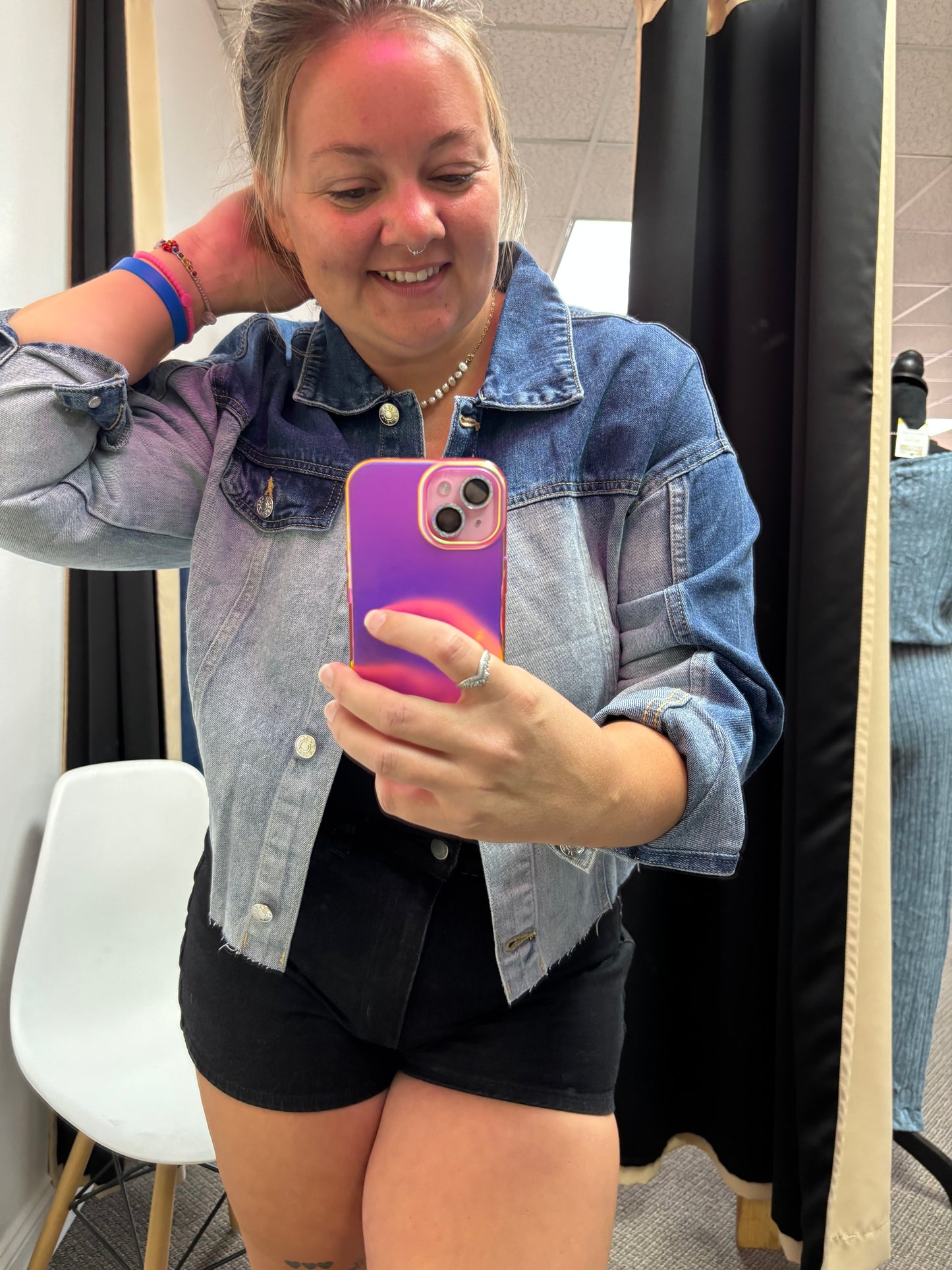 Denim Color Block Jacket