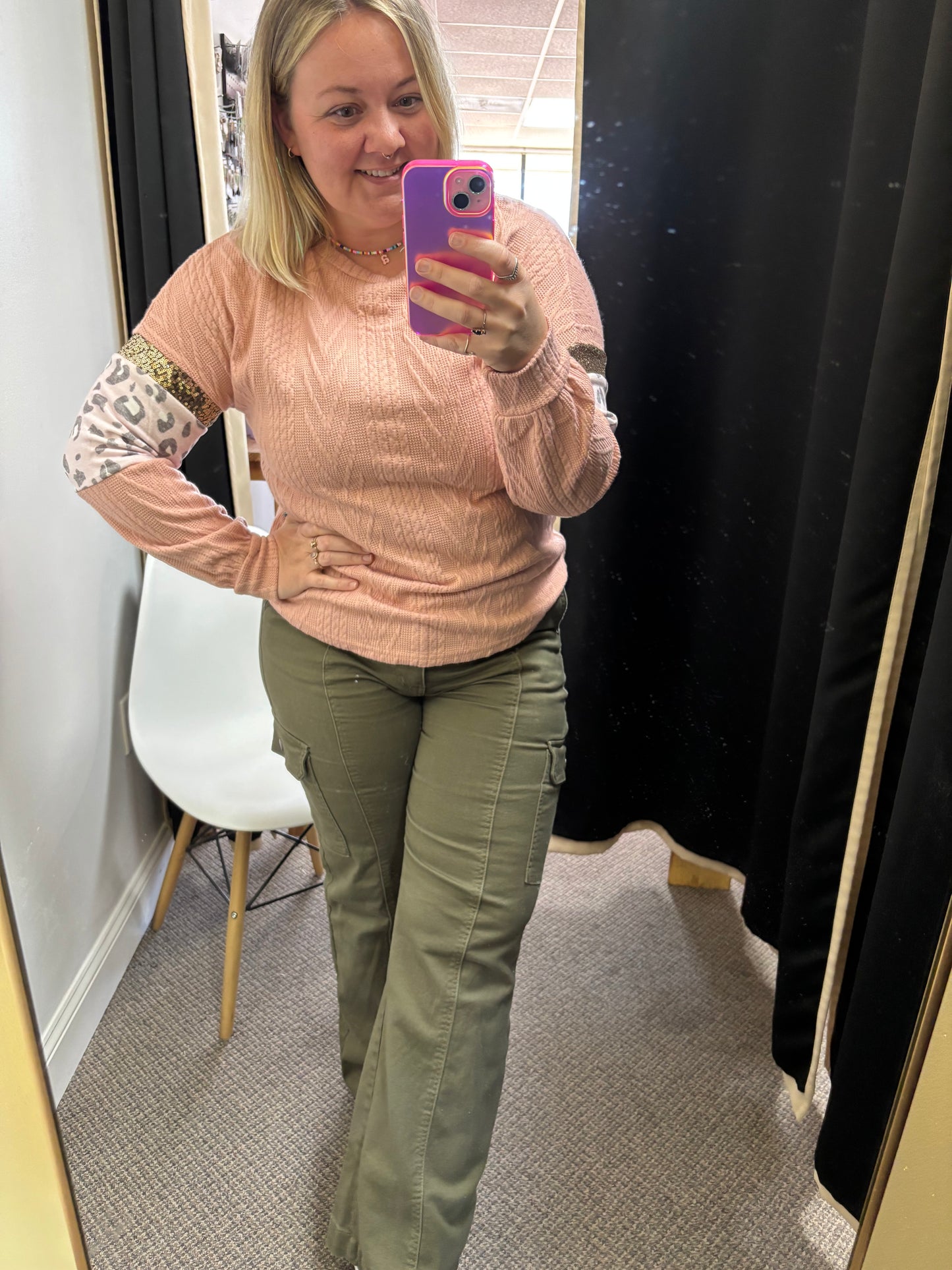 Pink + Sequin + Leopard Top