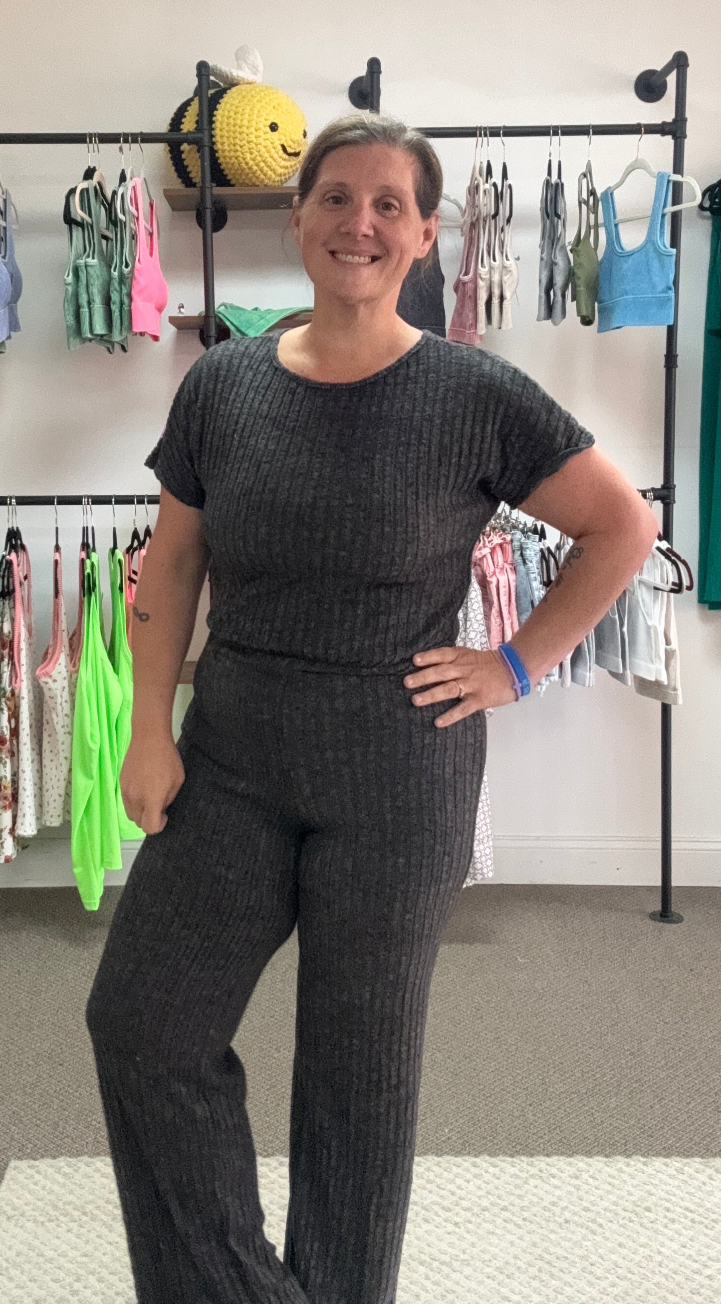 Ribbed Keyhole Jumpsuit