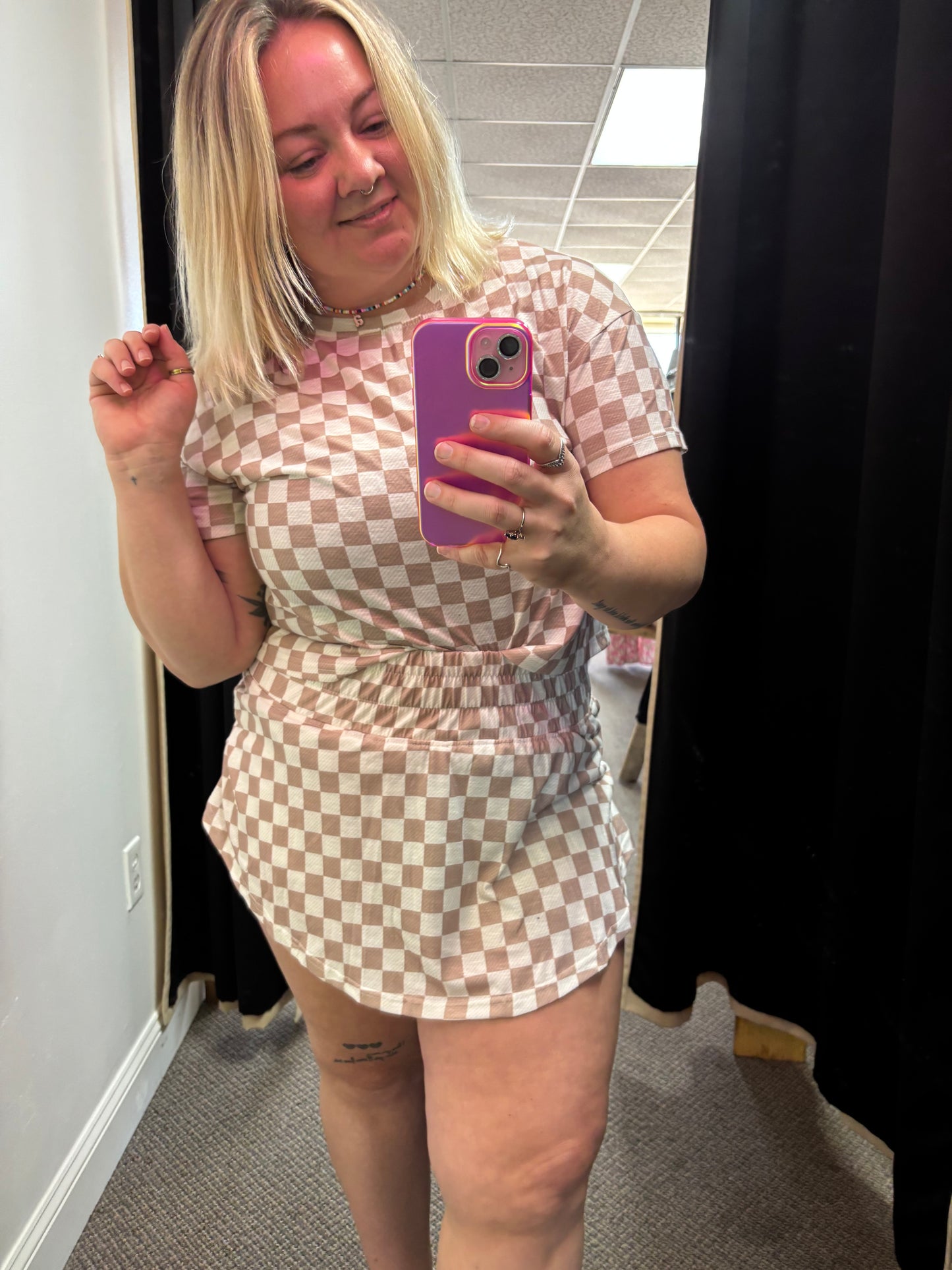 Khaki Checkered Set