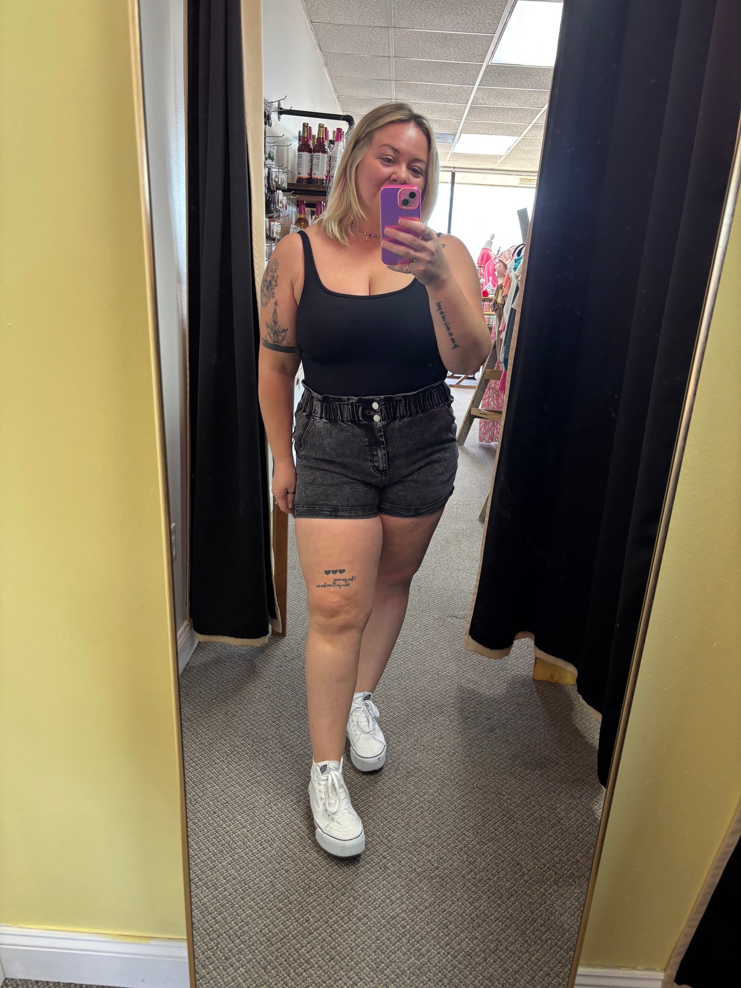 Black Two Button Shorts