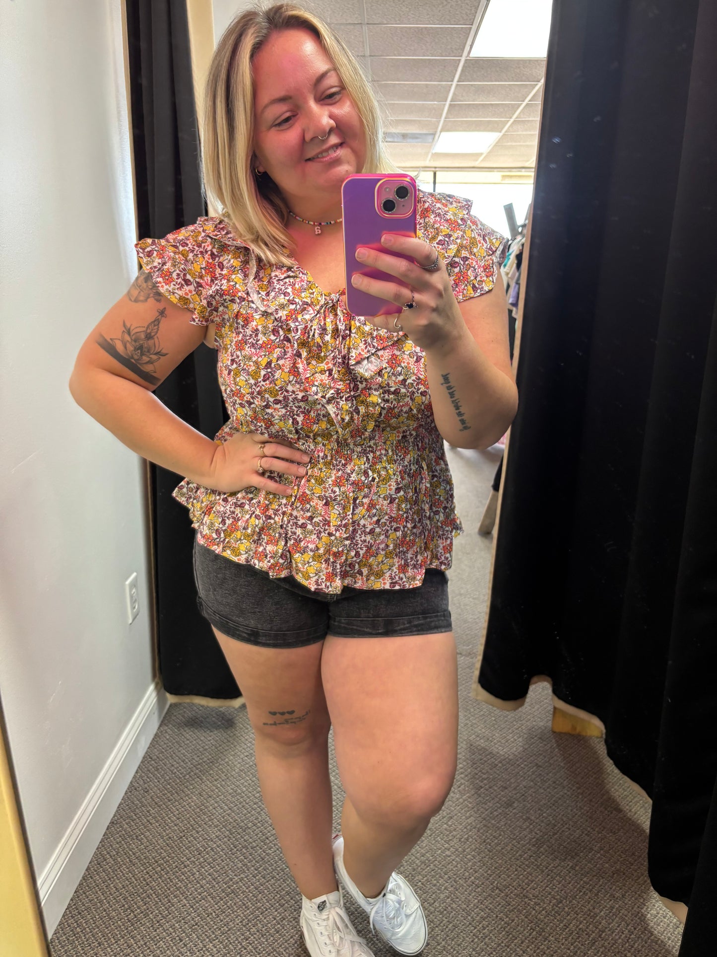 Floral Ruffle Top