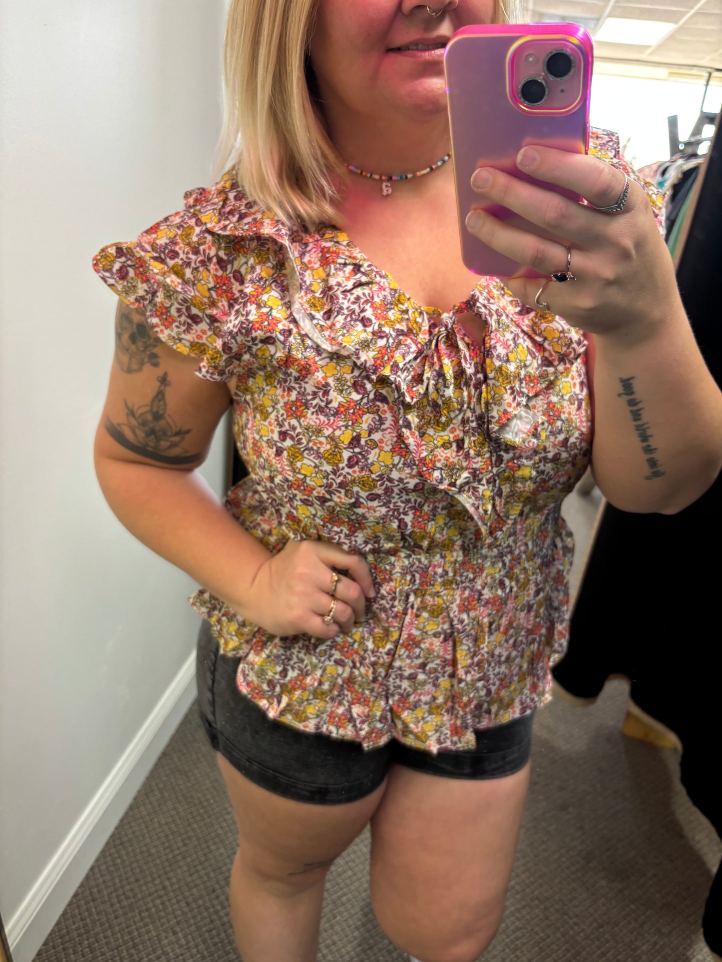 Floral Ruffle Top