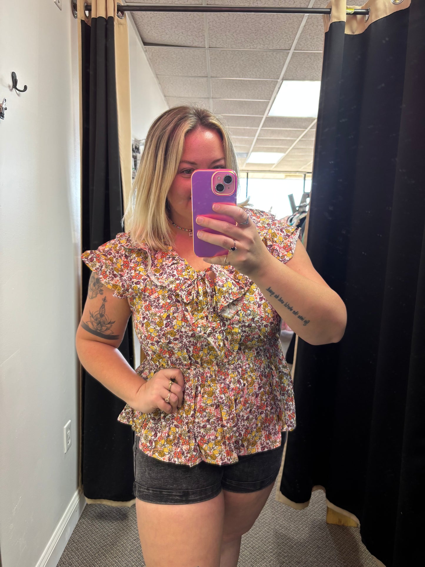 Floral Ruffle Top