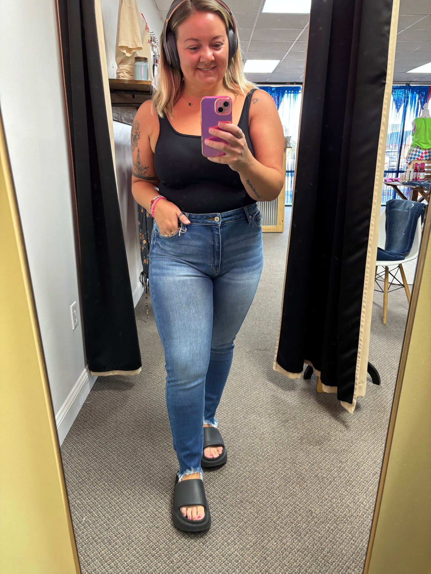 HIGH RISE FARY HEM ANKLE SKINNY