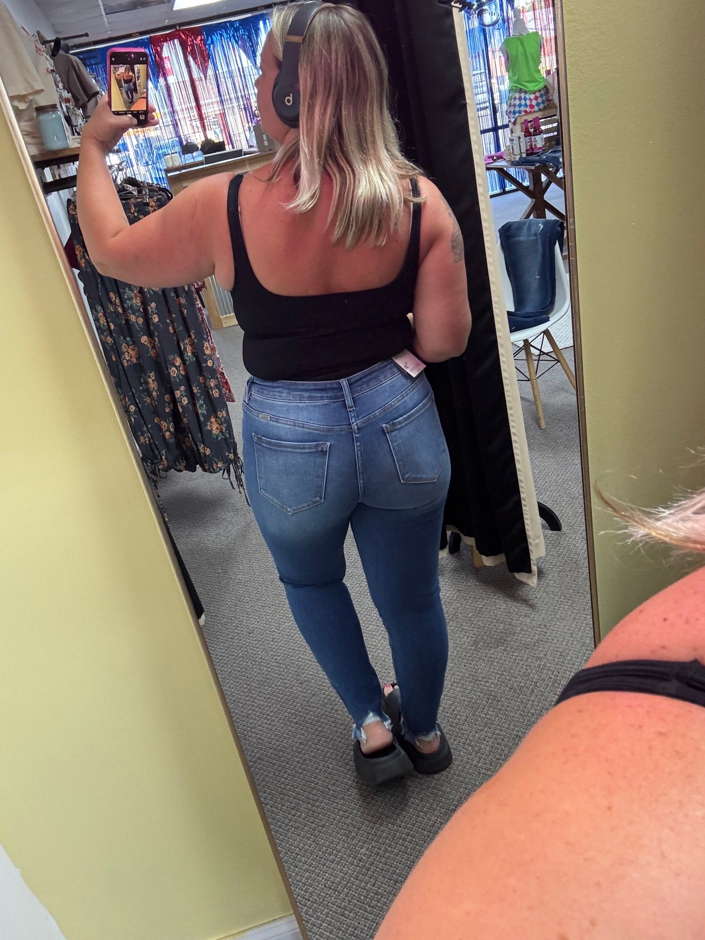 HIGH RISE FARY HEM ANKLE SKINNY