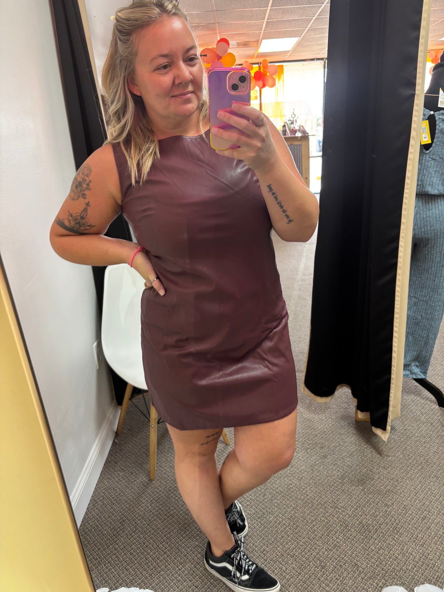 Faux Leather Dress