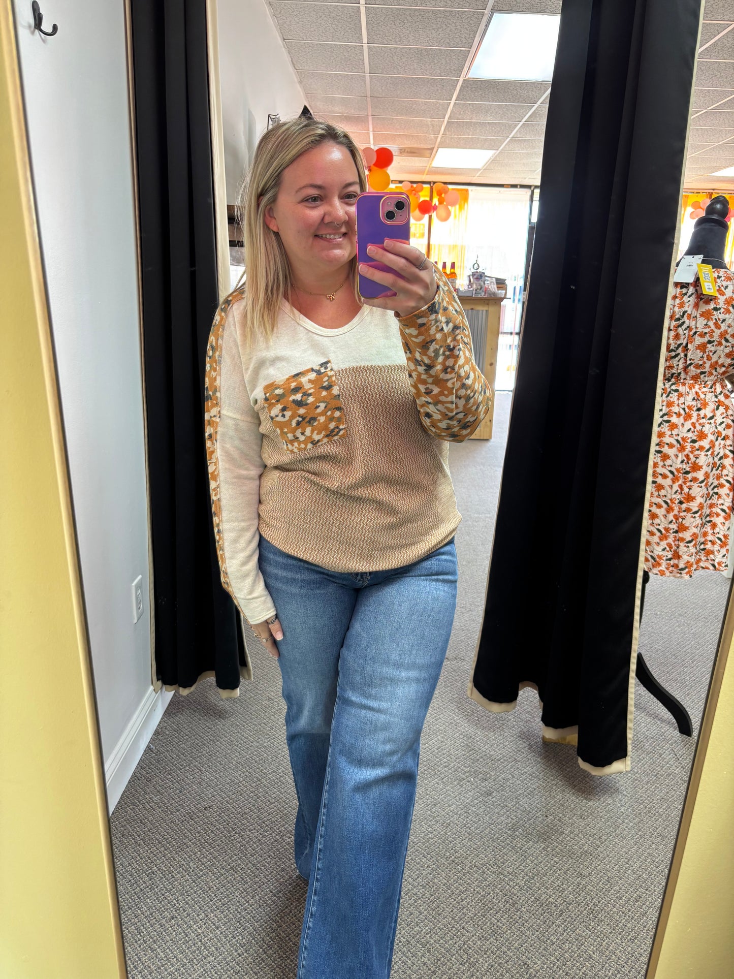 Pocket Mix Print Long Sleeve