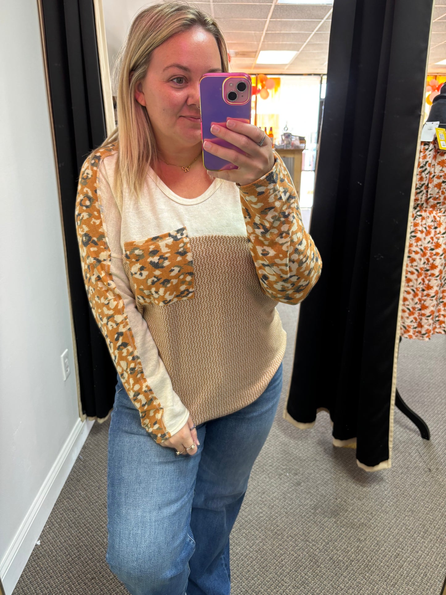Pocket Mix Print Long Sleeve