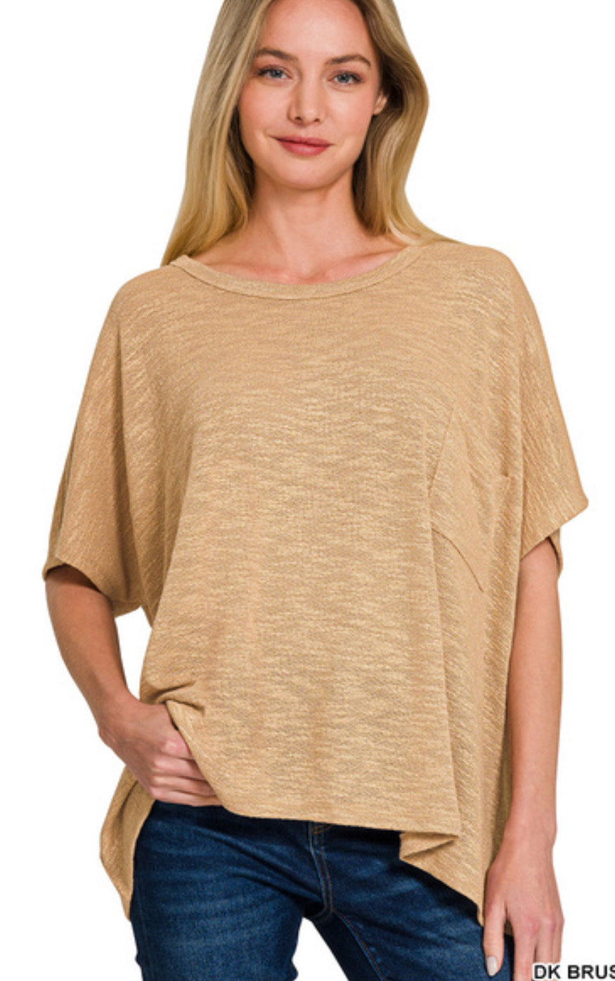 oversized drop shoulder top with pocket