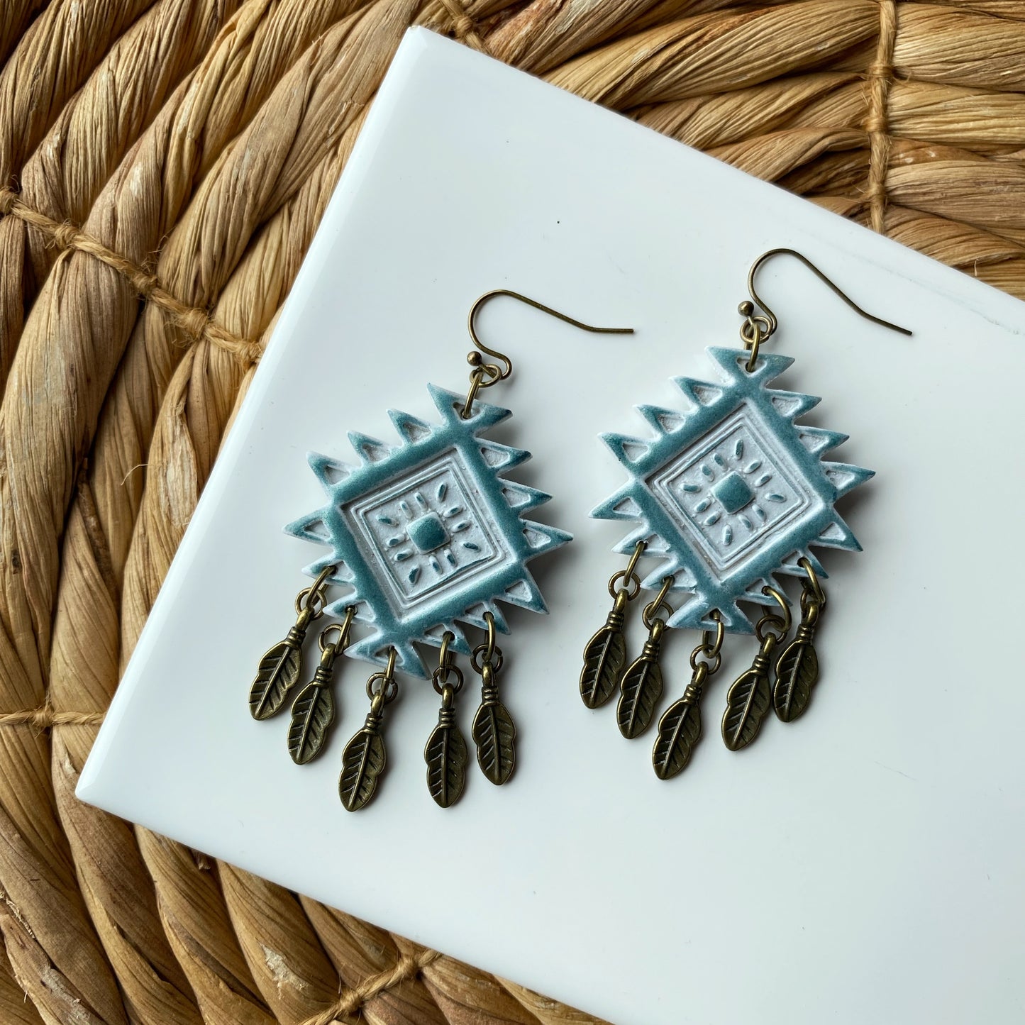 Teal Feather Drops