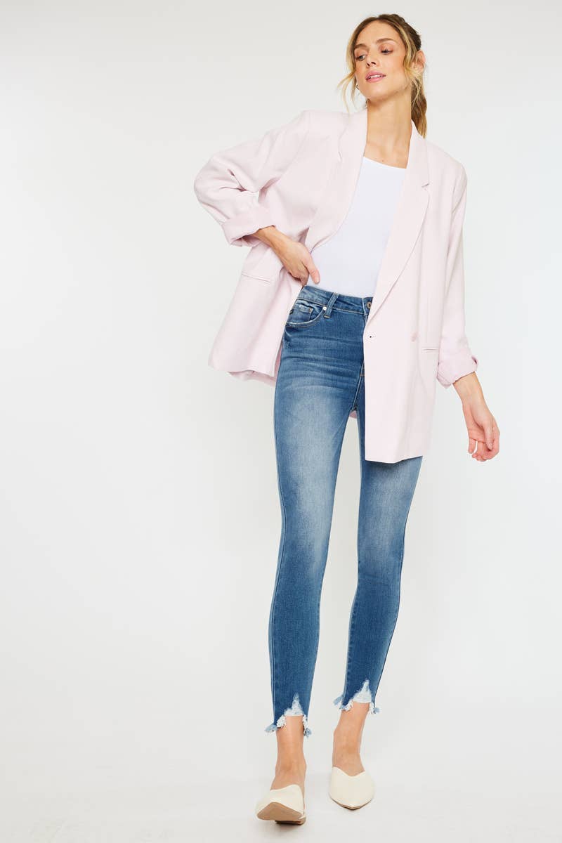 HIGH RISE FARY HEM ANKLE SKINNY
