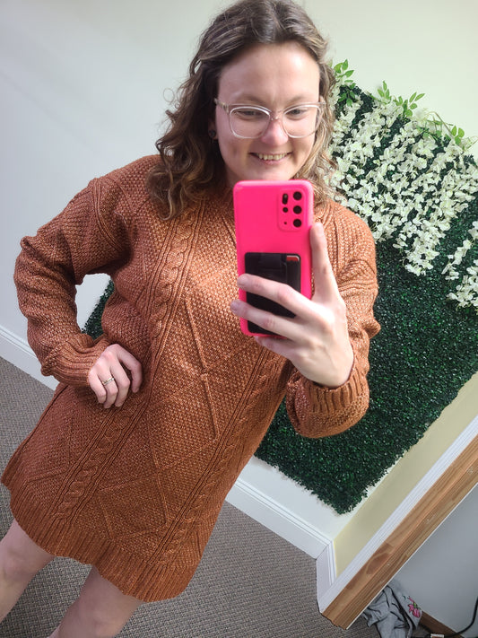 Rust sweater dress