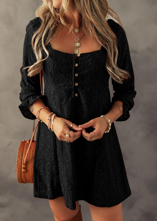 Black button up dress