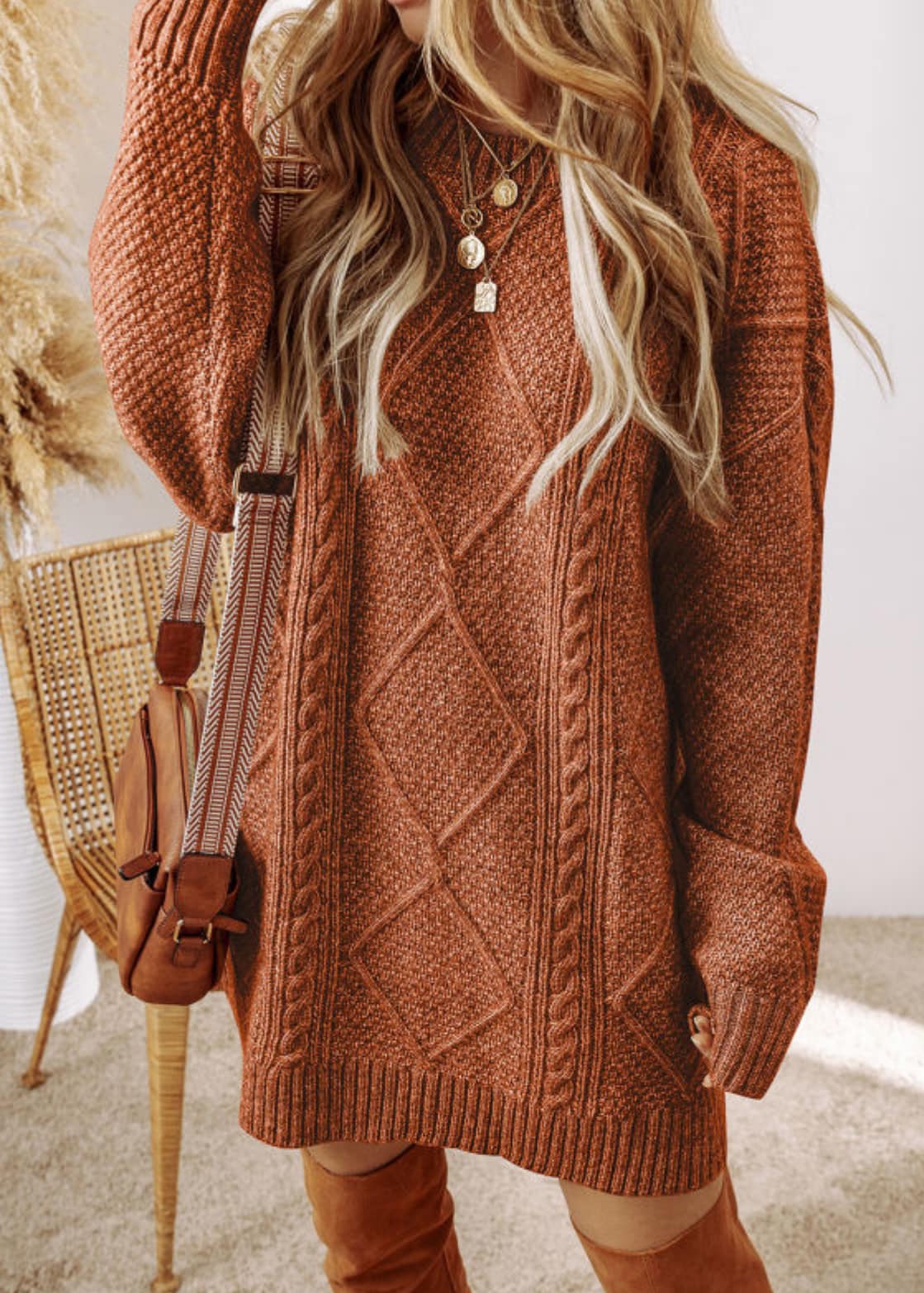 Rust sweater dress