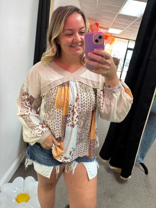 Vintage Floral Patchwork Top