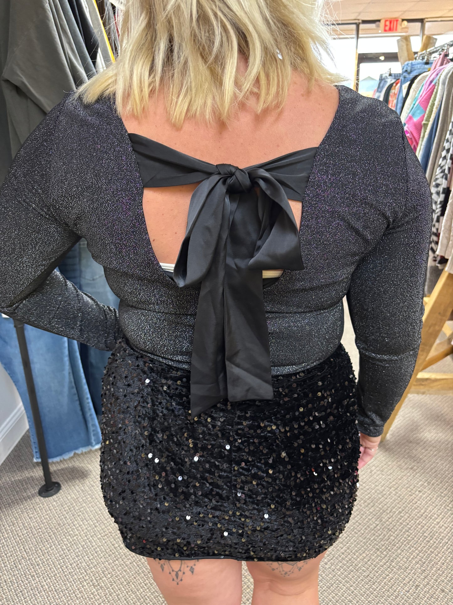 Shimmer Bow back top