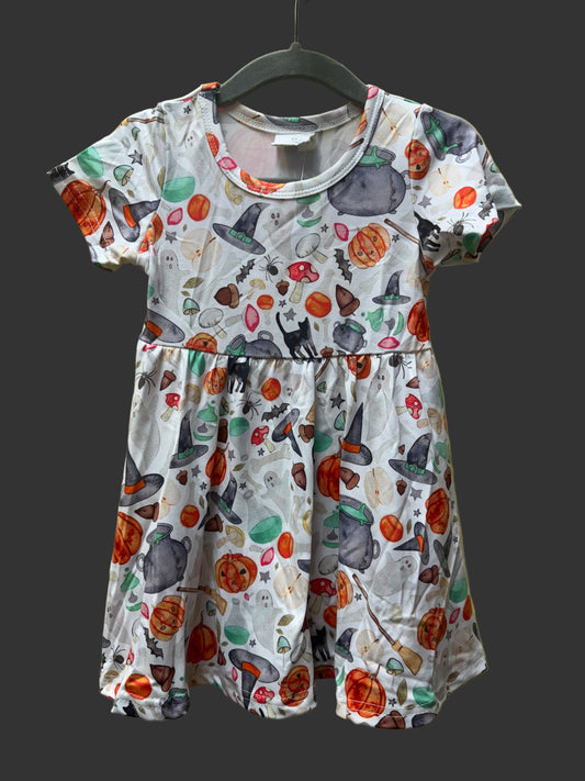 Cauldrons, Black Cats and Bats OH MY -Kids Dress