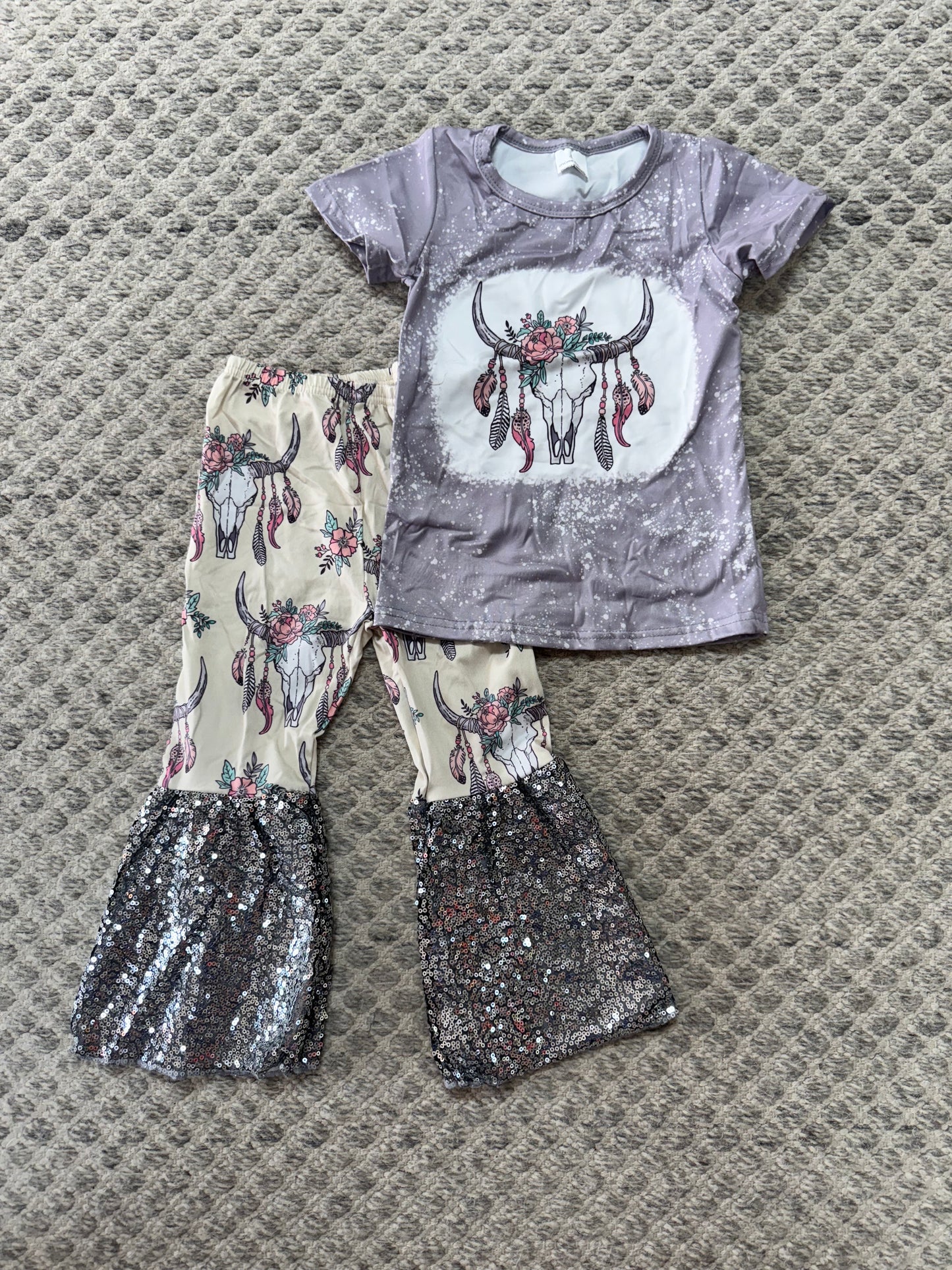 Kids-Longhorn with sequins bell pants