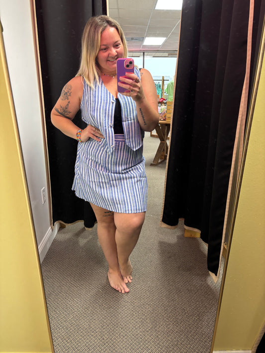 Stipe Vest + Skirt Set