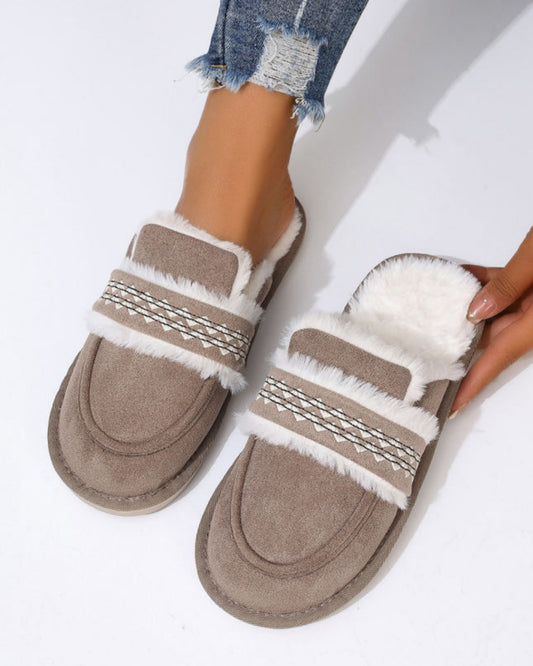 Grey Suede, plush lined slippers