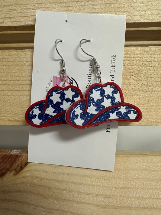 Star and Glitter Cowgirl Hat Earring