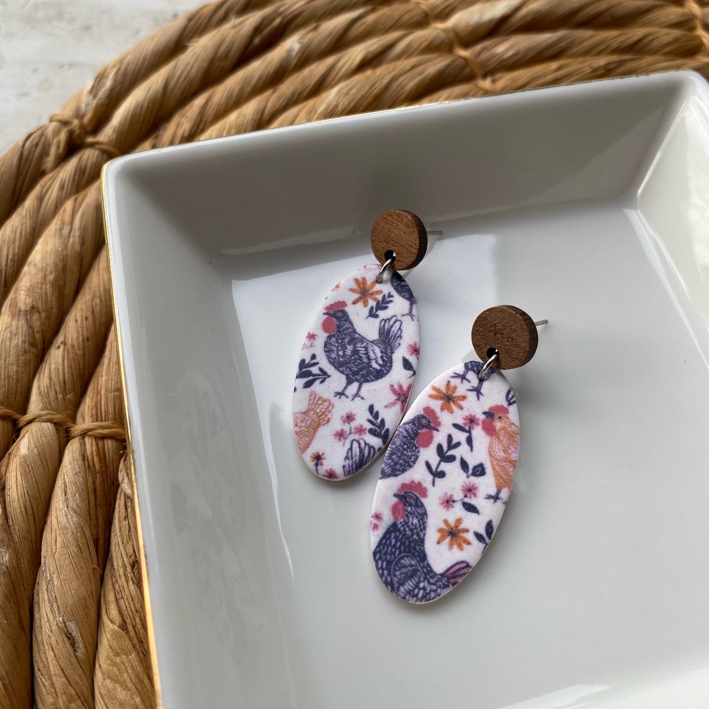 Chicken Print earrings