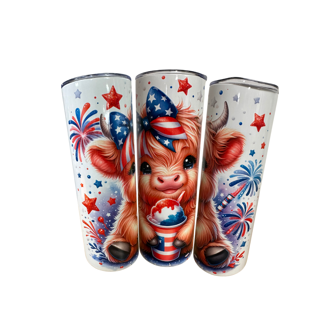 Patriotic Highland Cow 20oz Tumbler