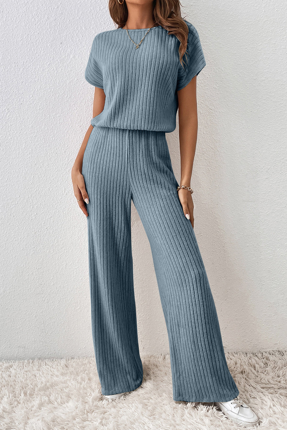 Ribbed Keyhole Jumpsuit