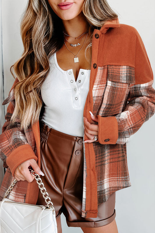 Orange + Brown Colorblock Shacket