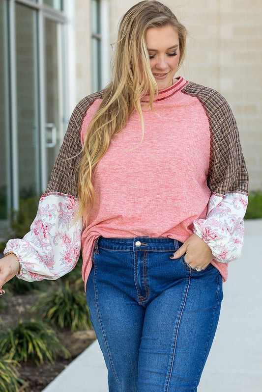 Mix Print Top {curvy}