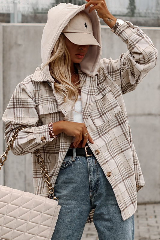 Plaid Shacket with Removable Hood